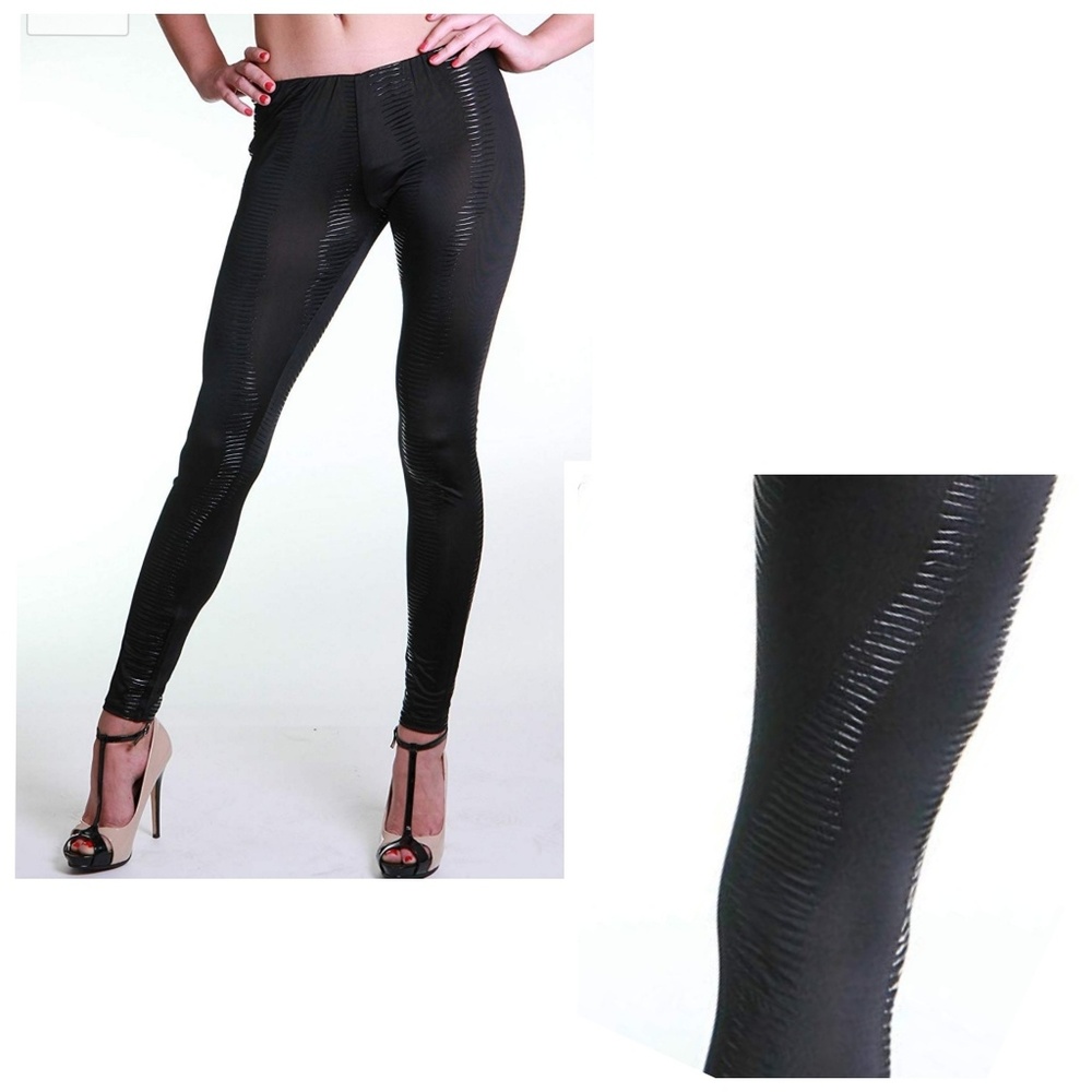 Freckles Black Sheer Zebra Foil Leggings Large - Picture 2 of 4